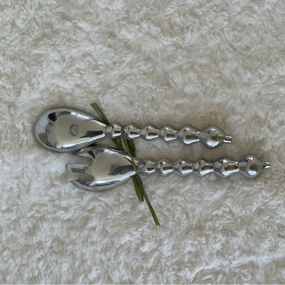 Silver Decorative Salad Serving Set by